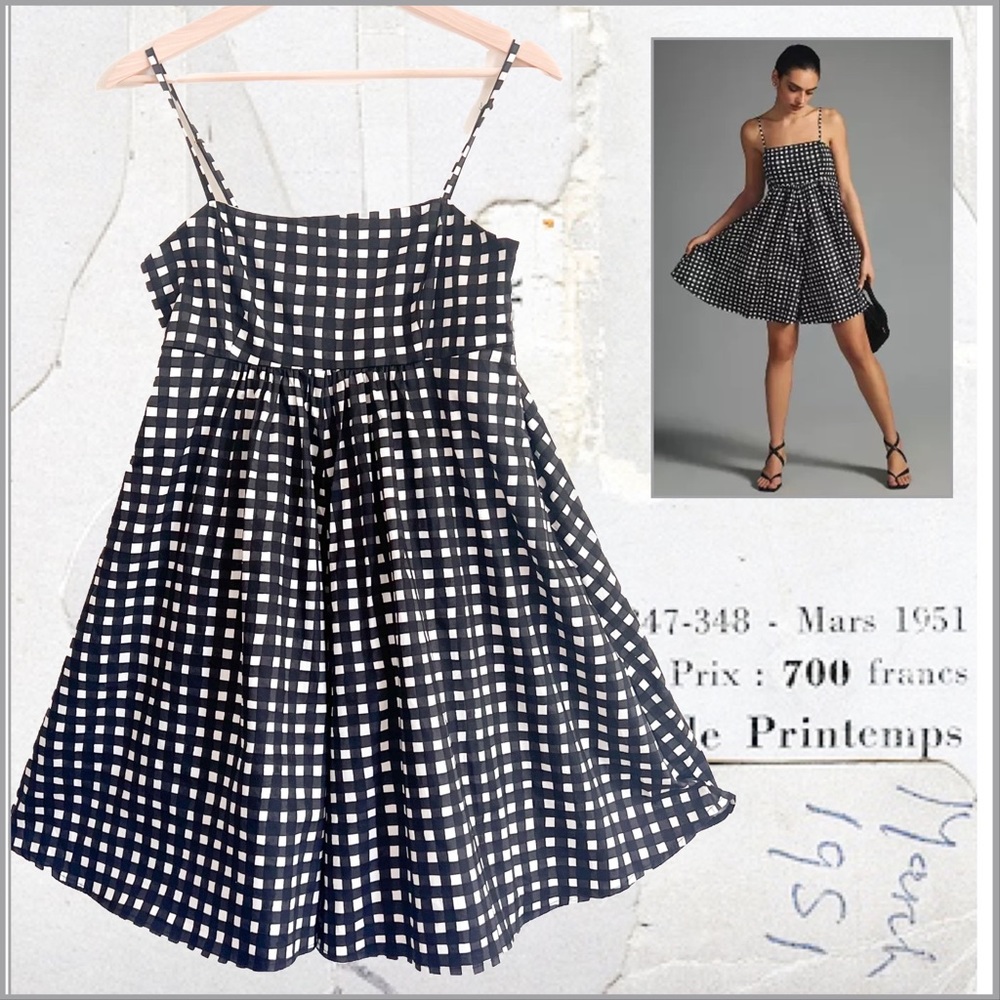 Anthropologie Black and White Checkered Jumpsuit